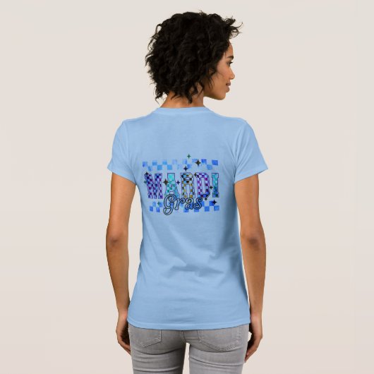 Mardi Gras Blauw Zwart T-shirt (Achterkant volledig)