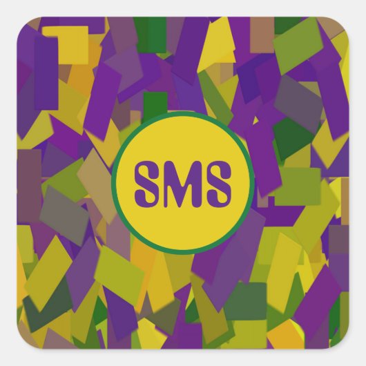 Mardi Gras Blocks Vierkante Sticker (Voorkant)