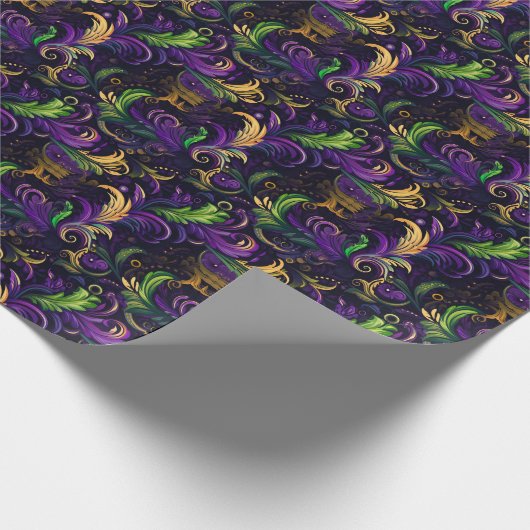 Mardi Gras bloemmotief Cadeaupapier (Hoek)