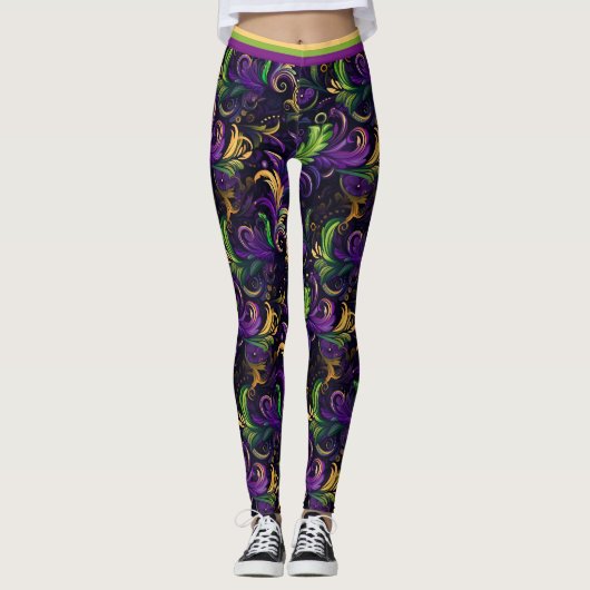 Mardi Gras bloemmotief Leggings (Voorkant)