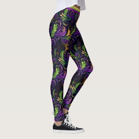 Mardi Gras bloemmotief Leggings (Rechts)