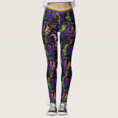 Mardi Gras bloempatroon Leggings (Voorkant)