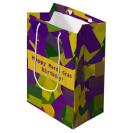 Mardi Gras Blokken Middelgrote Gift Bag Medium Cadeauzakje