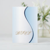 Mardi Gras Blue RSVP Wedding Invitation Kaartje (Staand voorkant)