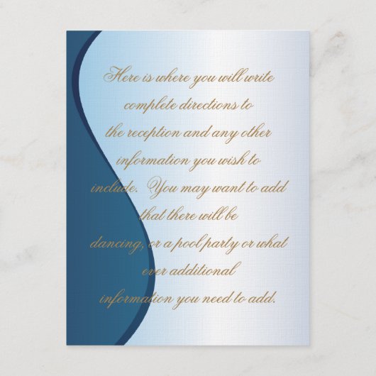 Mardi Gras Blue Wedding Reception Kaart invoegen (Achterkant)