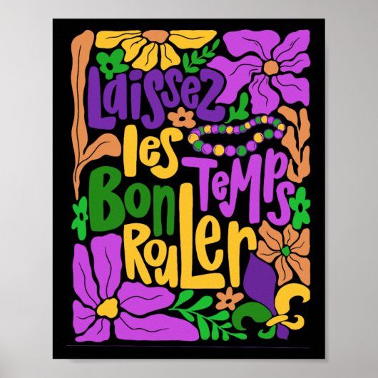 Mardi Gras Boho Laissez Les Bon Temps Rouler Fleur Poster (Voorkant)