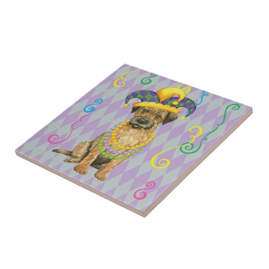 Mardi Gras Border Terrier Tegeltje (Zijkant)