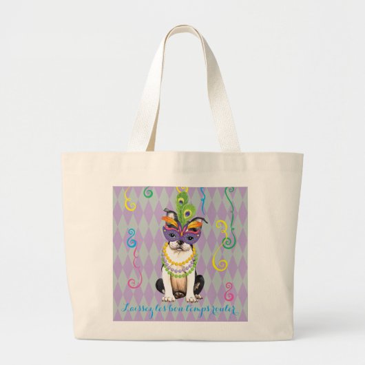 Mardi Gras Boston Terrier Grote Tote Bag (Voorkant)