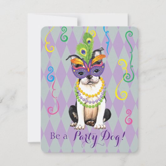 Mardi Gras Boston Terrier Kaart (Voorkant)