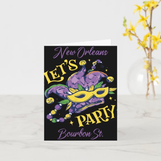 Mardi Gras Bourbon Street New Orleans Souvenir Lou Kaart (Gele Bloem)