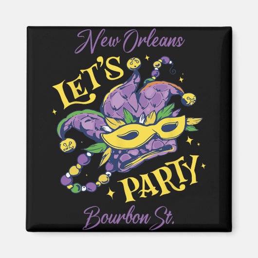 Mardi Gras Bourbon Street New Orleans Souvenir Lou Magneet (Voorkant)