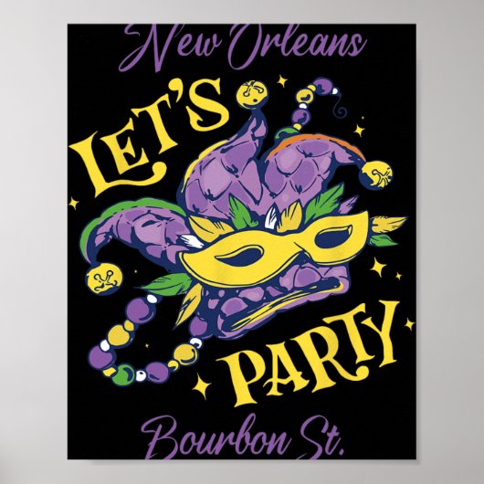 Mardi Gras Bourbon Street New Orleans Souvenir Lou Poster (Voorkant)