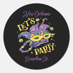 Mardi Gras Bourbon Street New Orleans Souvenir Lou Ronde Sticker