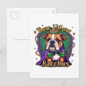 Mardi Gras Bow Wow Bacchus Bulldog Feestdagenkaart (Voorkant / Achterkant)