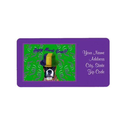 Mardi Gras Boxer Adresetiketten Etiket (Voorkant)
