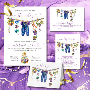 Mardi Gras Boy Baby shower Uitnodiging