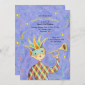 Mardi Gras Boy Birthday Uitnodiging (Voorkant / Achterkant)