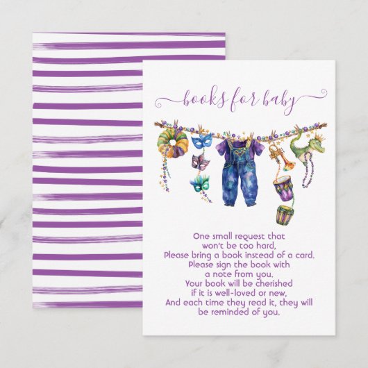 Mardi Gras Boy Clothesline boeken voor baby Kaart (Voorkant / Achterkant)