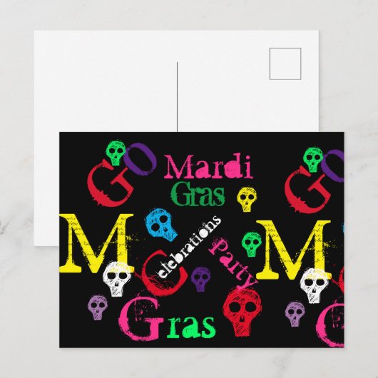 MARDI GRAS BRIEFKAART (Voorkant / Achterkant)