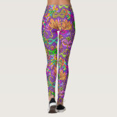 Mardi Gras Bright Paarse Groene Masquerade maskers Leggings (Achterkant)