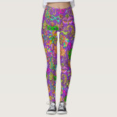 Mardi Gras Bright Paarse Groene Masquerade maskers Leggings (Voorkant)