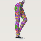 Mardi Gras Bright Paarse Groene Masquerade maskers Leggings (Rechts)