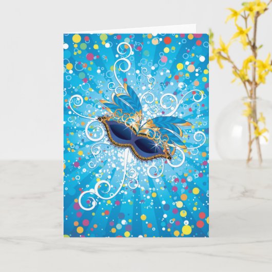 Mardi Gras-bril Kaart (Gele Bloem)