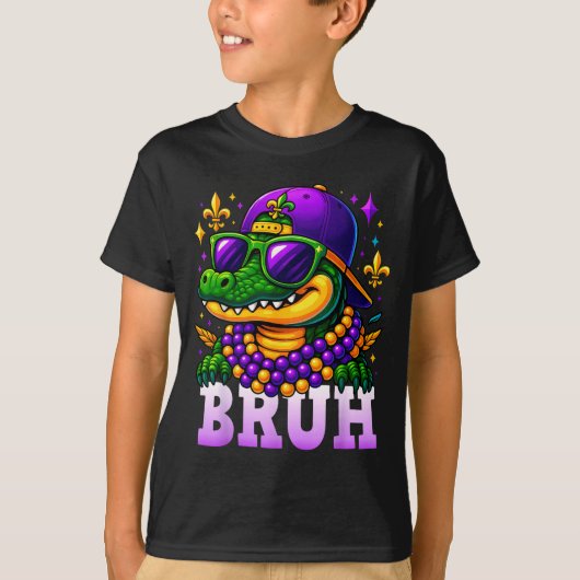 Mardi Gras Bruh Mardigator Alligator Costume Teens T-shirt (Voorkant)