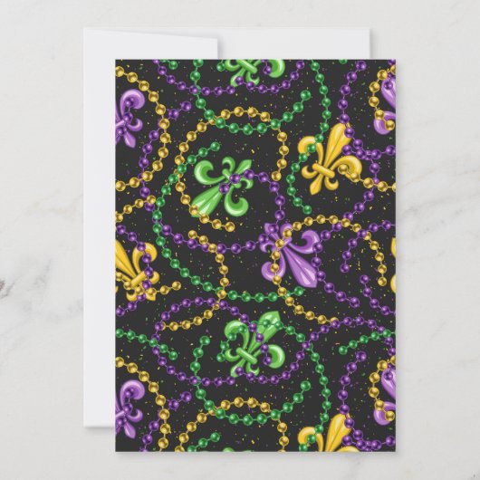 Mardi Gras bruids douche uitnodiging - kralen (Achterkant)