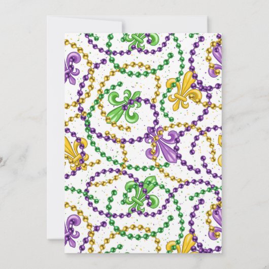 Mardi Gras bruids douche uitnodiging kralen - wit (Achterkant)