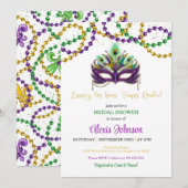 Mardi Gras bruids douche uitnodiging kralen - wit (Voorkant / Achterkant)