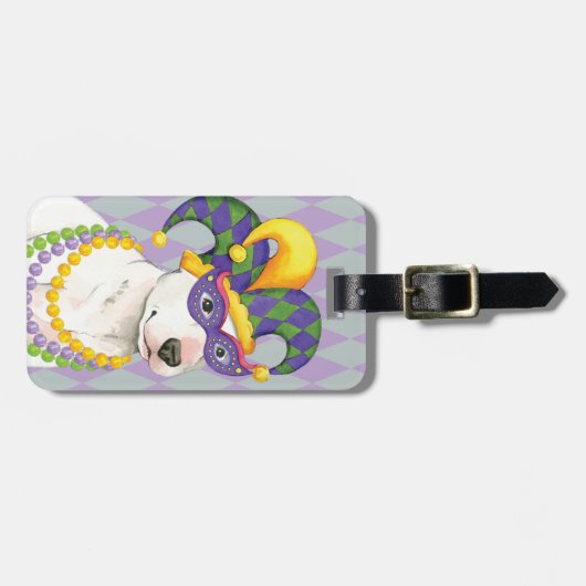 Mardi Gras Bull Terrier Bagagelabel (Voorkant horizontaal)