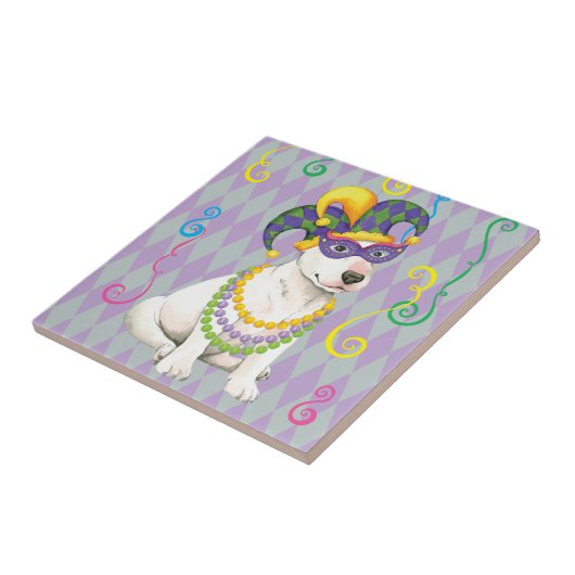 Mardi Gras Bull Terrier Tegeltje (Zijkant)