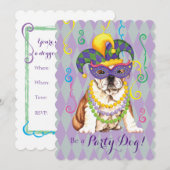 Mardi Gras Bulldog Kaart (Voorkant / Achterkant)