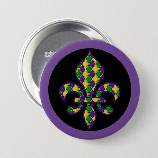 Mardi Gras Button Pin (Voorkant /achterkant)