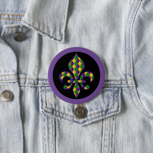 Mardi Gras Button Pin (In situ)