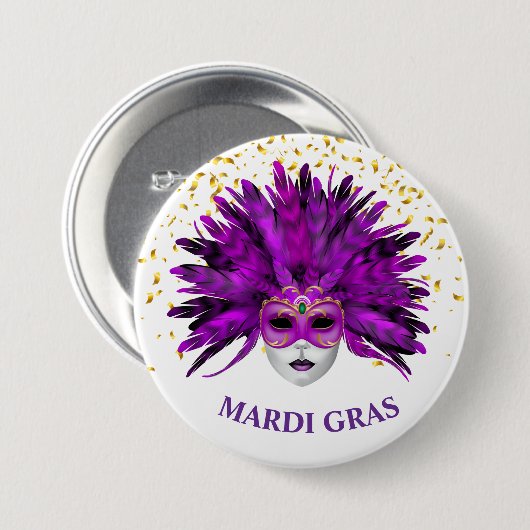 Mardi Gras Button Pin (Voorkant /achterkant)
