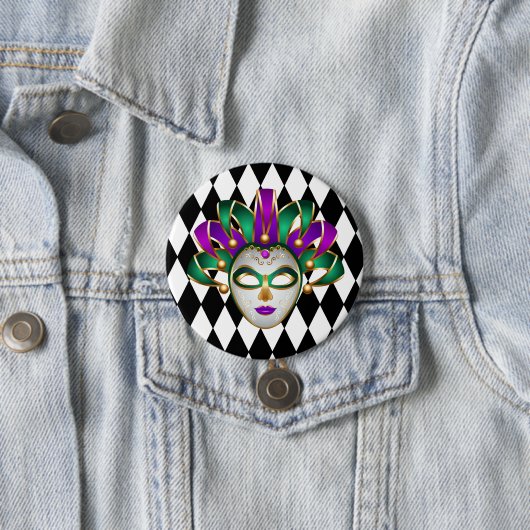 Mardi Gras Button Pin (In situ)