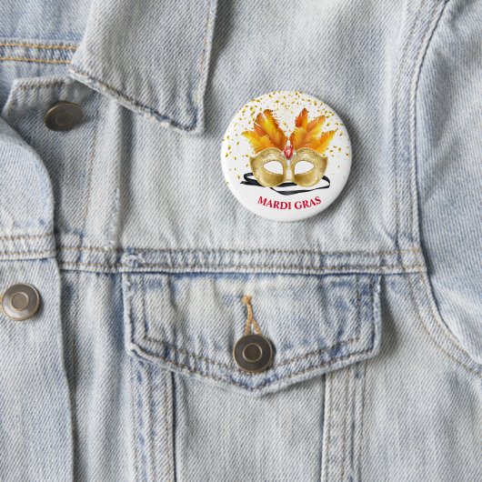 Mardi Gras Button Pin (In situ)