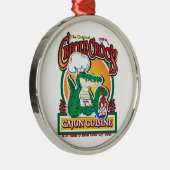 Mardi Gras Cajun Crocodile Metalen Ornament (Rechts)