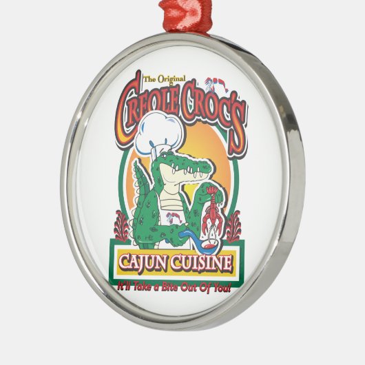 Mardi Gras Cajun Crocodile Metalen Ornament (Links)