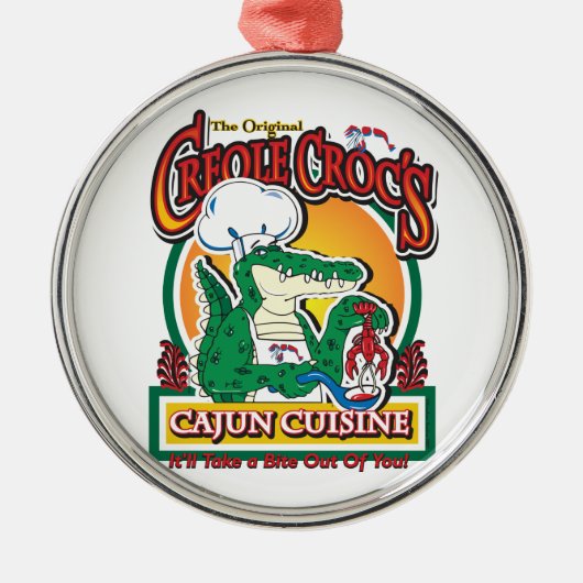 Mardi Gras Cajun Crocodile Metalen Ornament (Voorkant)