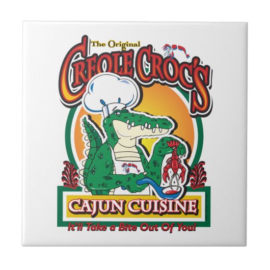 Mardi Gras Cajun Crocodile Tegeltje (Voorkant)