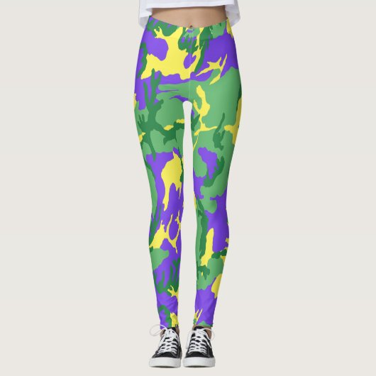 Mardi Gras Camo Camouflage Leggings (Voorkant)