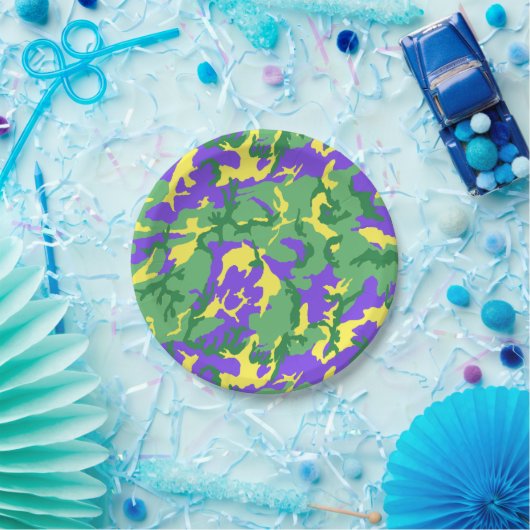 Mardi Gras Camo Camouflage Pattern Papieren Bordje (Feest)