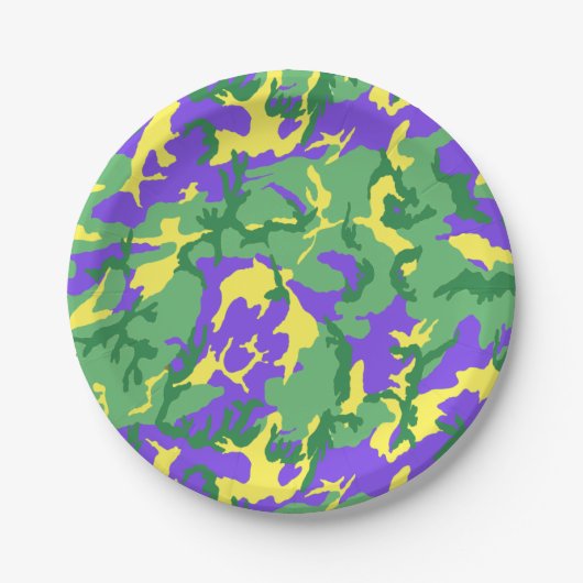 Mardi Gras Camo Camouflage Pattern Papieren Bordje (Voorkant)
