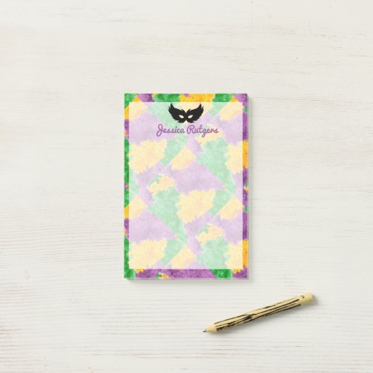 Mardi Gras Camouflage Masker Post-it® Notes (Op bureau)