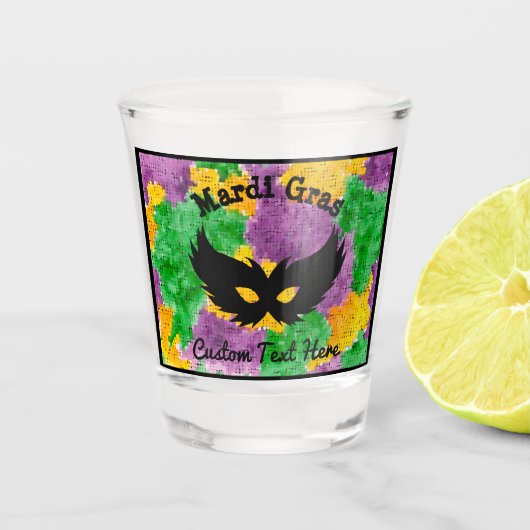 Mardi Gras Camouflage Masker Shot Glas (Voorkant)