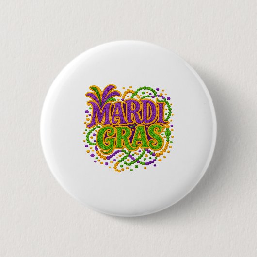 Mardi Gras Carnaval Fat Tuesday Latch Hook Garens Ronde Button 5,7 Cm (Voorkant)