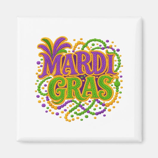 Mardi Gras Carnaval Fat Tuesday Latch Hook Garense Magneet (Voorkant)